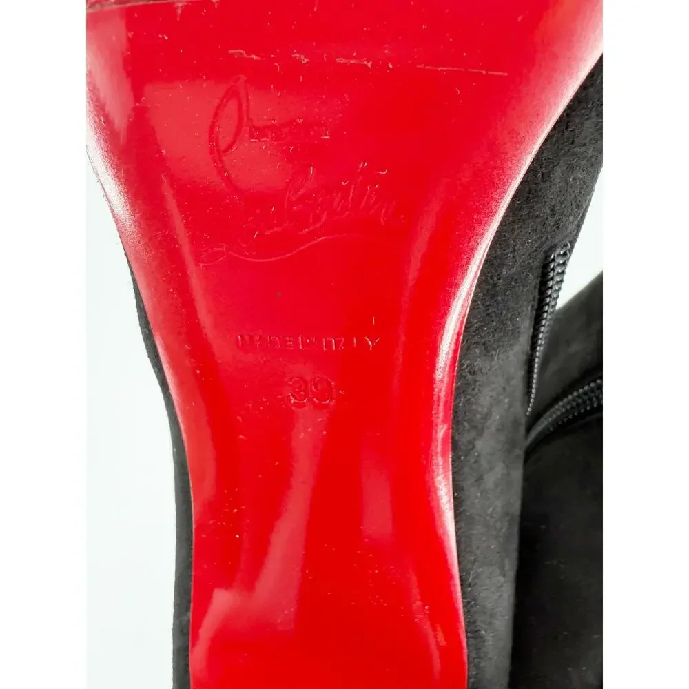 Christian Louboutin Eloise Booty 100 Black Suede Ankle Boots Size 39 EU Box Bag